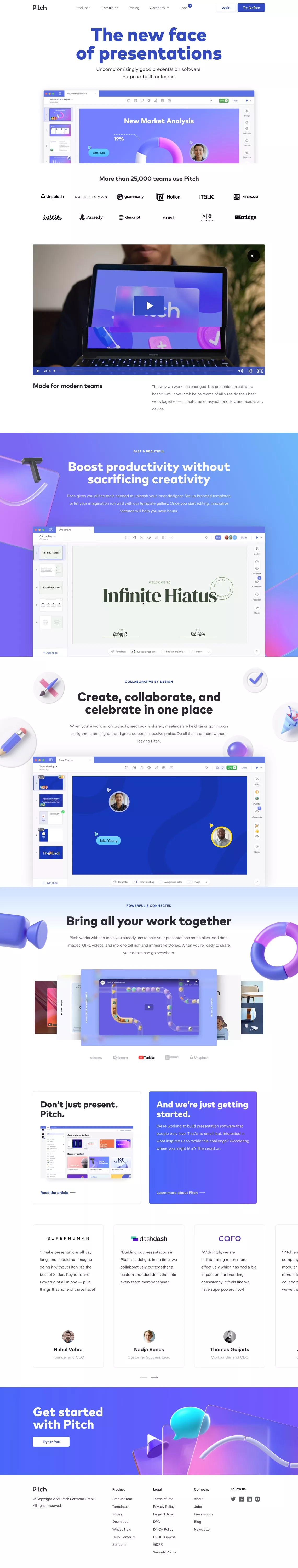 Pitch 一 Collaborative presentation software for modern teams. on Land