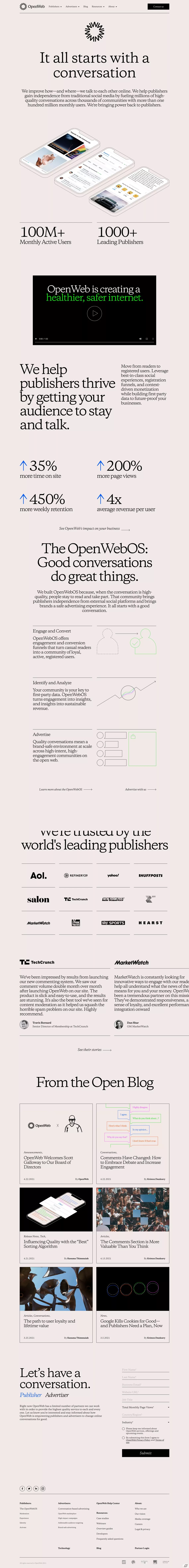 Build Your Community with Quality Conversations | OpenWeb on Land-book -  get inspired by landings design and more