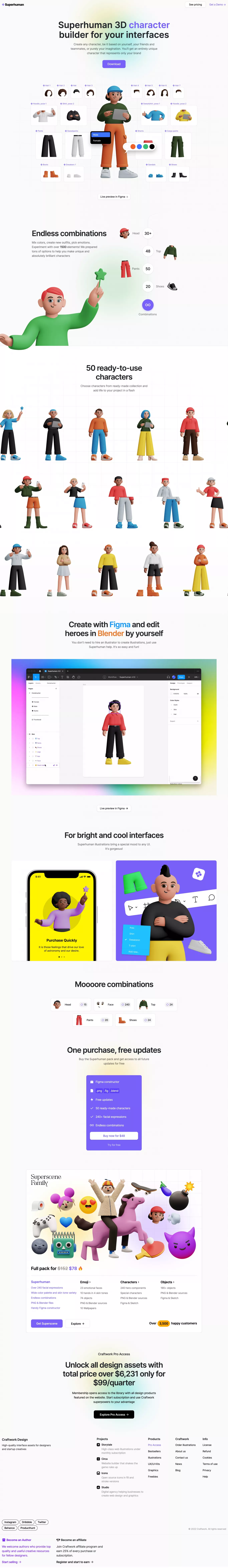 Superhuman 3D Character Builder on Land-book - get inspired by landings  design and more